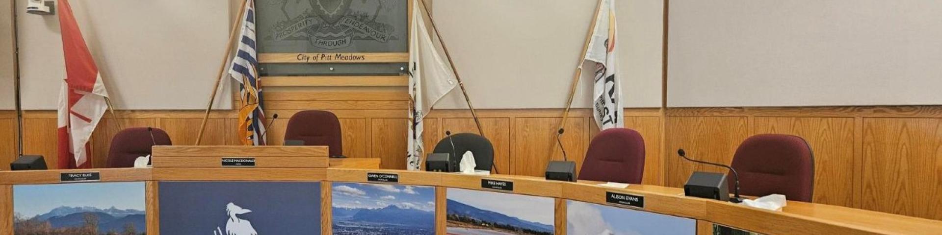 seats for councillors in Pitt Meadows Council Chamber
