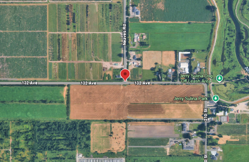 Map indicating the intersection of Neaves Rd and 132 Ave