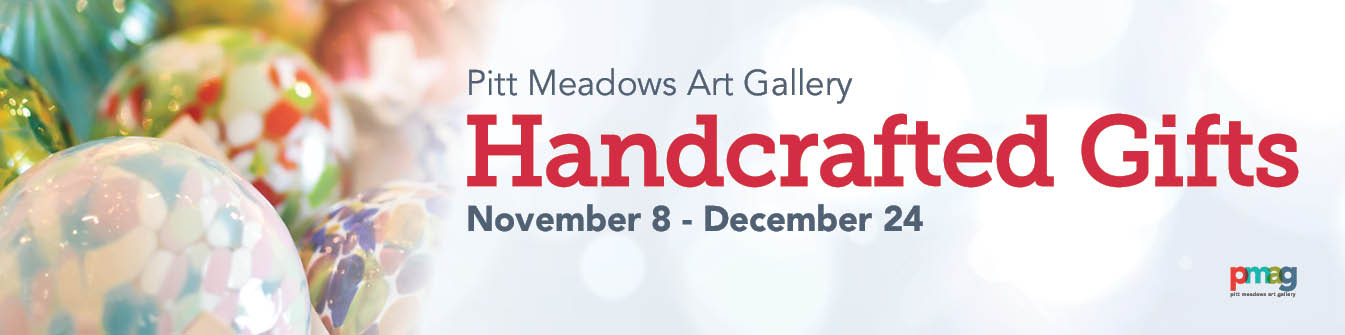 Holiday decorations with title of gallery exhibition - Handcrafted Gifts