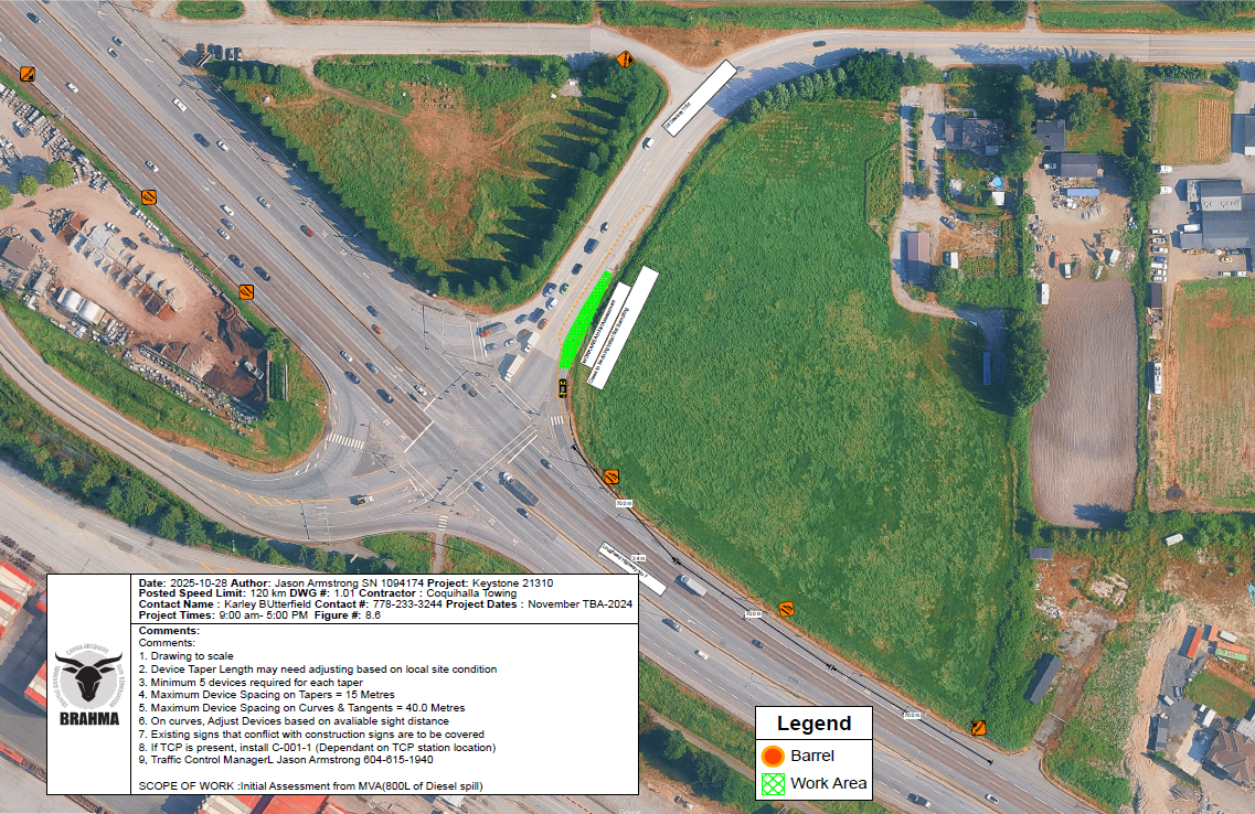 Overhead satellite map of the Lougheed Highway and Old Dewdney Trunk Road intersection