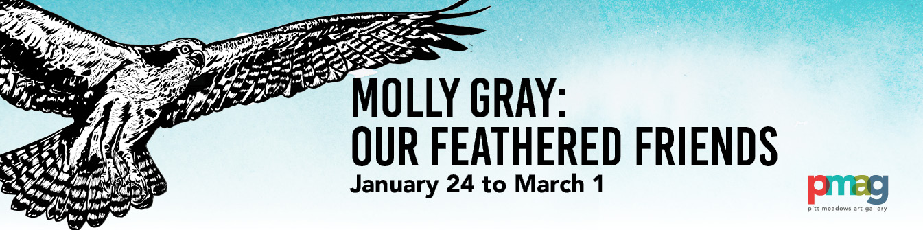 screen print of artists work and exhibition title banner