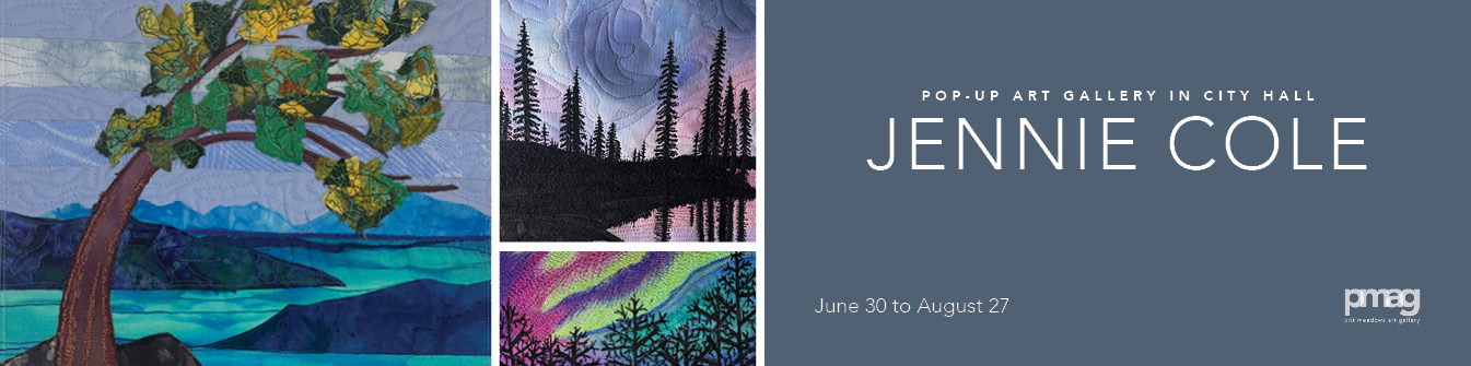 group of artist images on title banner