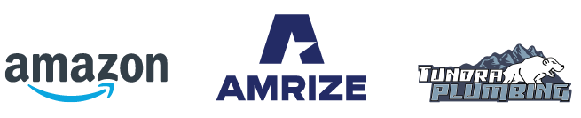 Gold Sponsor Logos for Pitt Meadows Day, Amazon, Amrize and Tundra Plumbing