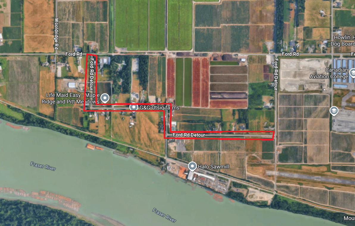 Map indicating Ford Road Detour