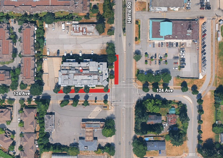 Map indicating the corner of Harris Road and 124 Ave