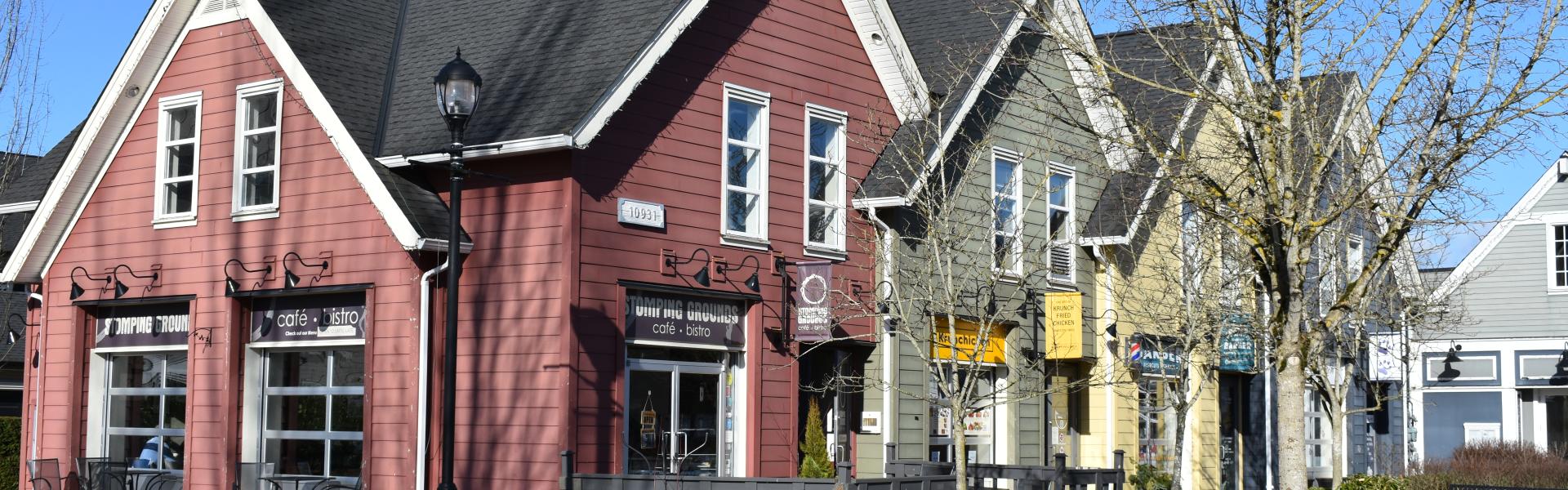 Osprey Village with bare trees in the sunshine