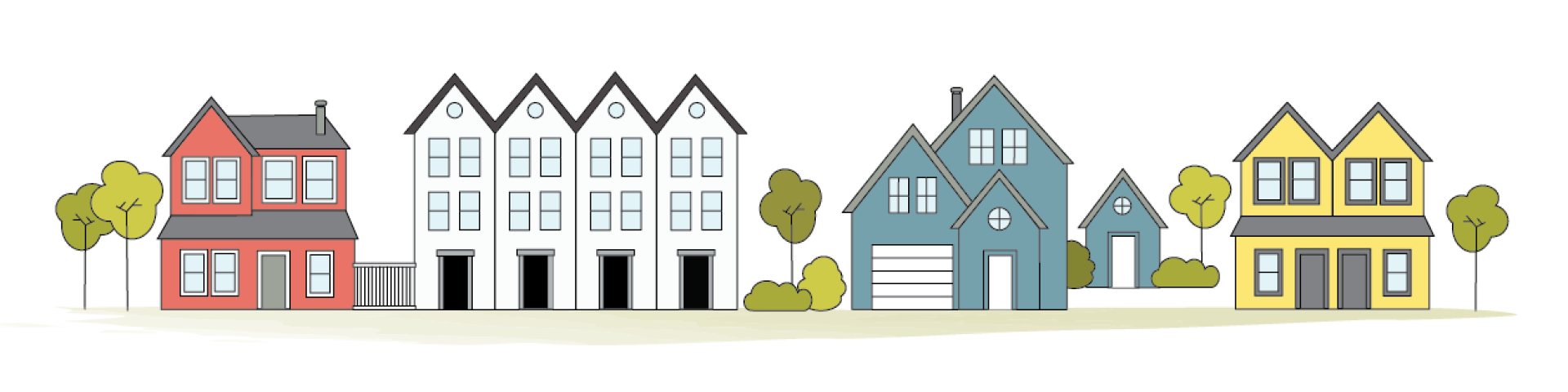 Image with graphics of different housing types