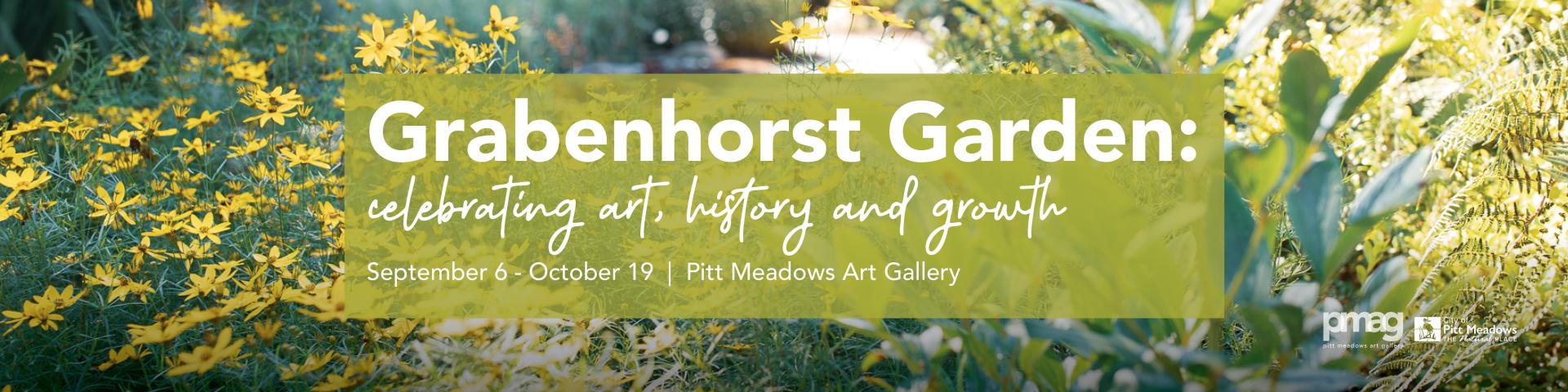 photo of garden and title of exhibition