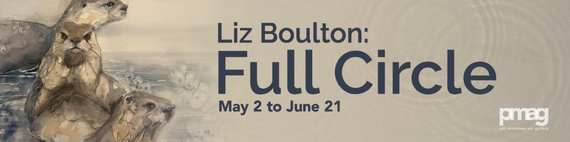 Watercolour of otters with exhibit title and date