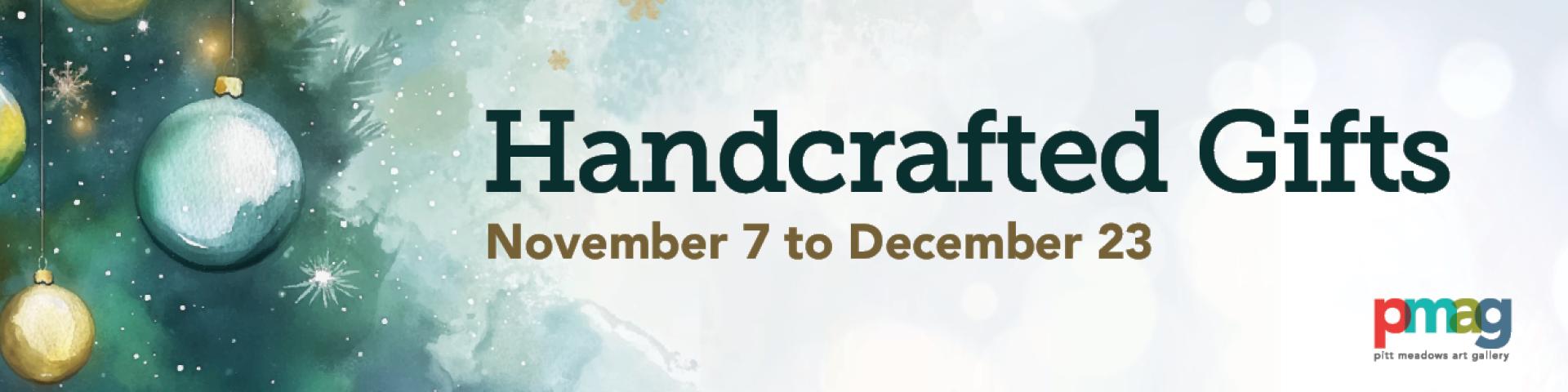 painted decorations with the Handcrafted Gifts title and gallery logo