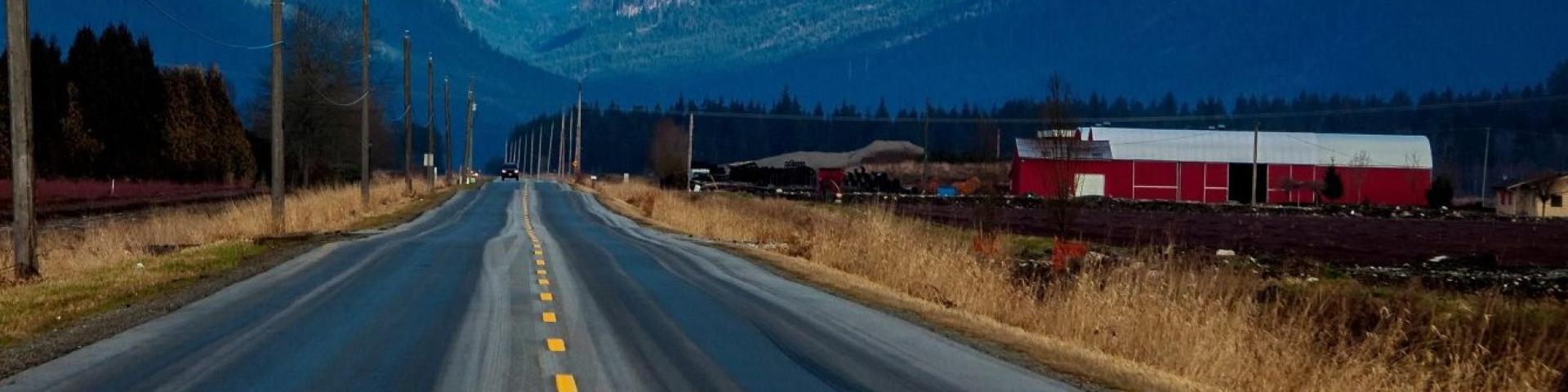 Roadway towards Pitt Lake