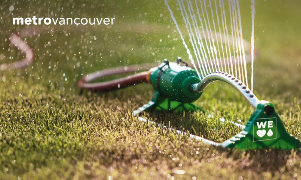 green sprinkler watering a lawn