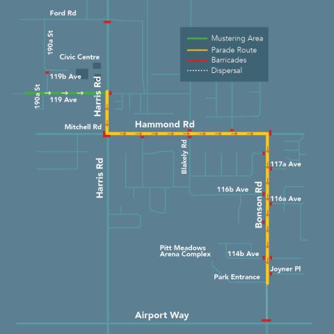 Road Closure Map for Pitt Meadows Day 2026