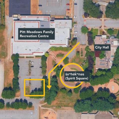 Aerial map of Spirit Square showing affected areas