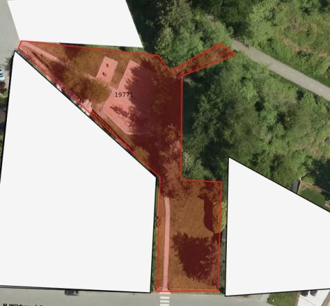 Aerial map of Linden Grove showing affected areas